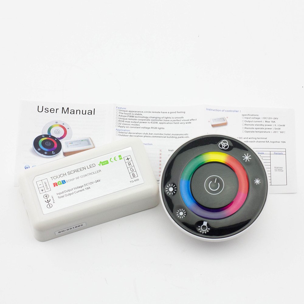 DC12/24V Max 18A 6A3CH, UFO Circular Touch Panel LED RGB Wireless RF Remote Controller For Color Change Led Strips